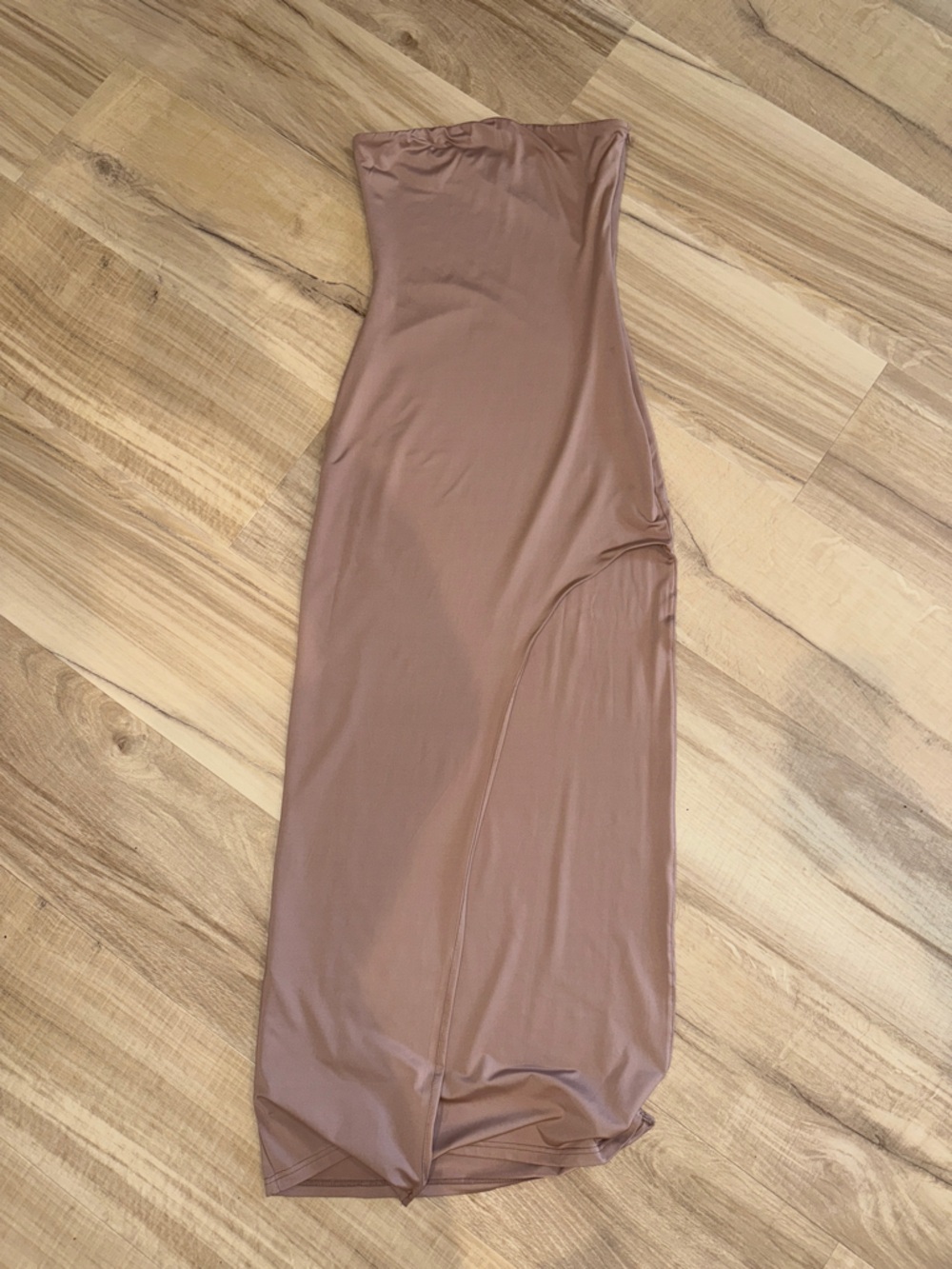 superdown Tan strapless dress with slit
